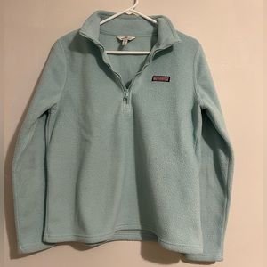 Vineyard Vines Fleece Quarter Zip Teal Blue Medium